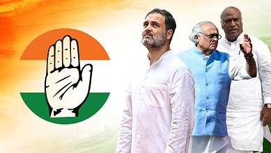 Indian politicians standing together, promoting harmony amid political tensions.