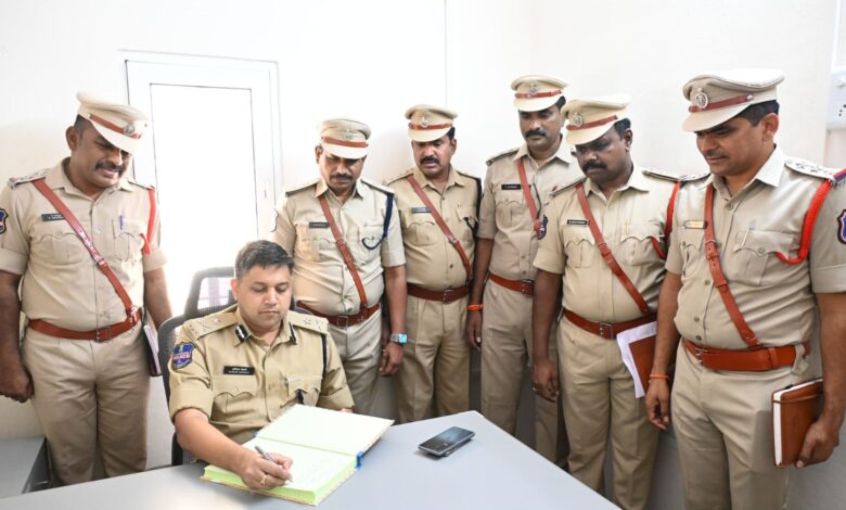 The image shows Malkajgiri Police Commissioner Avinash Mohanty inaugurating the operations of the Economic Offences Wing (EOW) police station in Neredmet of Malkajgiri on Wednesday, April 1, 2026.