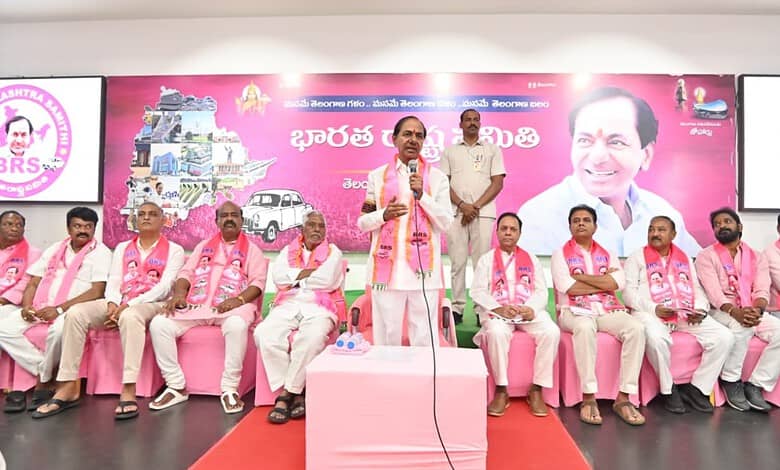 KCR announces overhaul of BRS committees, with KTR leading the restructuring process, at a political even.