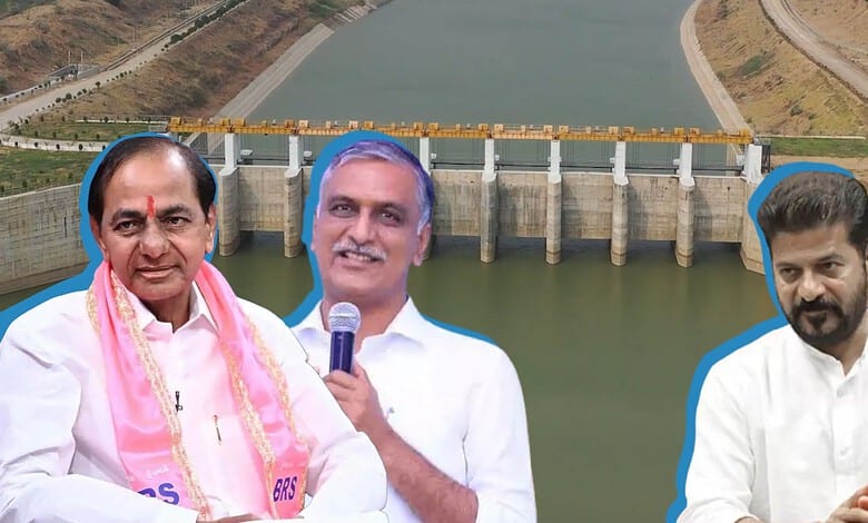 Telangana Chief Minister KCR with officials at Kaleshwaram dam, discussing legal developments related to.