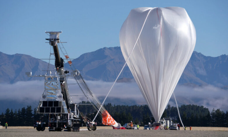 NASA’s Super Pressure Balloon stands fully inflated and ready for lift-off from Wanaka Airport, New Zealand.