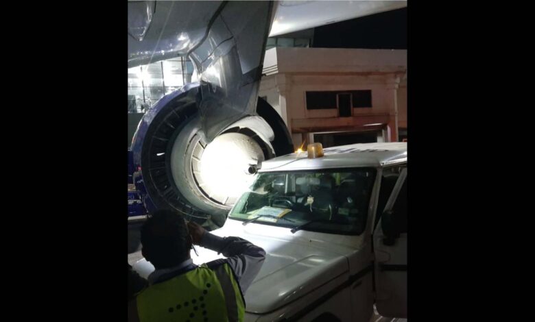 Vehicle collides with IndiGo flight