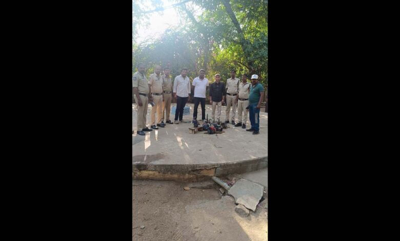 HMWSSB vigilance team with the seized water motors.