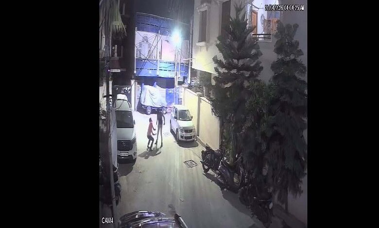 Hyderabad police officer attacking restaurant staff during late-night incident in the city.