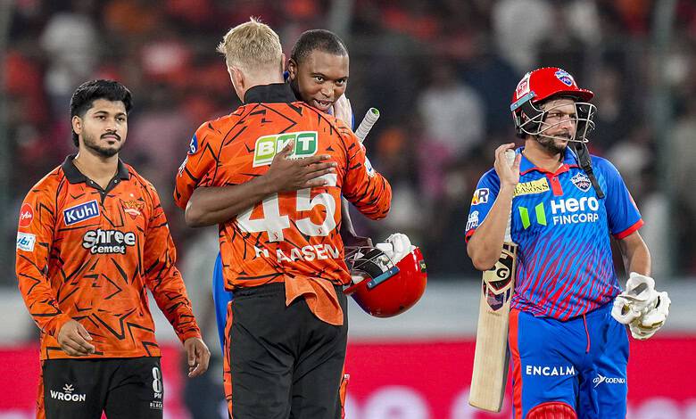 Indian cricketer Abhishek celebrates after scoring a classy century in IPL match.