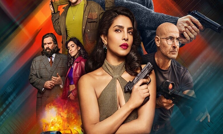 Priyanka Chopra stars in Citadel Season Two, holding a gun, with a dramatic background.