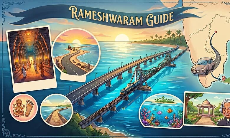 Beautiful Rameshwaram bridge connecting island and mainland.