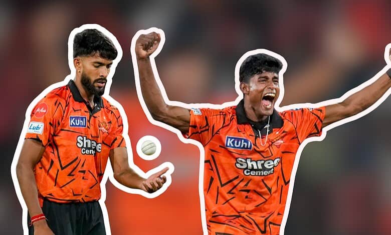 SRH cricket player celebrating on the field after a successful match.