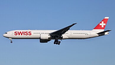 Swiss airline plane during takeoff with engine issue, causing flight delay and passenger injuries.