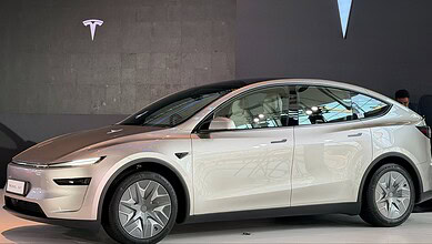 Tesla's latest SUV showcased in India, highlighting the company's expansion efforts.
