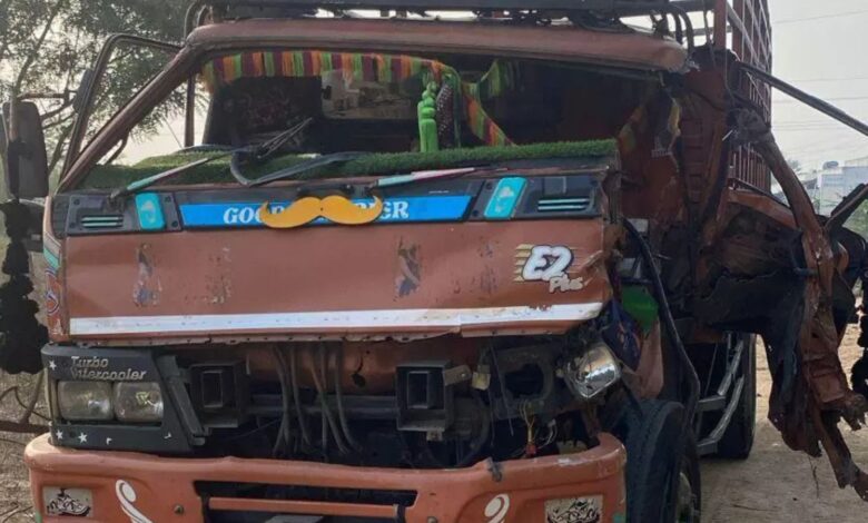 A damaged DCM after an accident in Suryapet