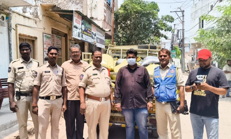 Civil Supplies officials and Kalapathar police with accused Muhammad Pasha.