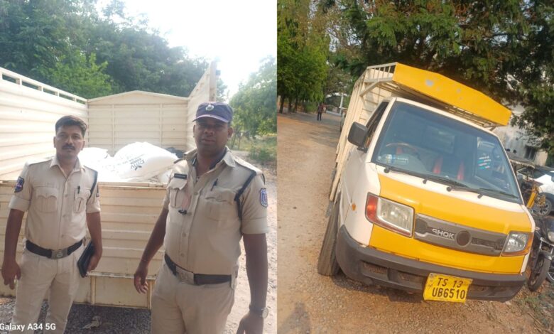 Pahadi Shareef Police seize 8 quintals of PDS rice, driver arrested