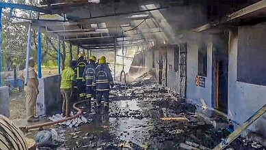 Explosion at Tamil Nadu firecracker unit, with firefighters and officials inspecting the aftermath of the.