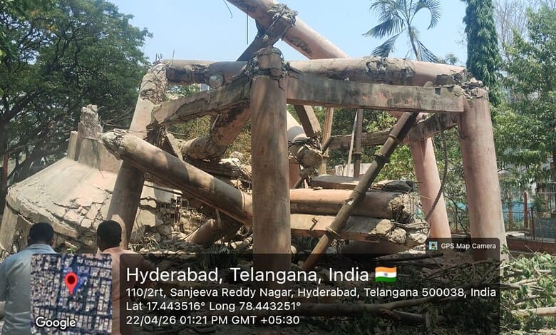 Artistic Hydraa sculpture made of wood and metal in Hyderabad, Telangana, India.