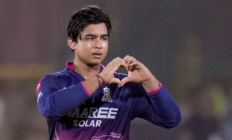 Young cricketer Sooryavanshi celebrates after scoring a century for Rajasthan Royals in IPL 2026 match ag.