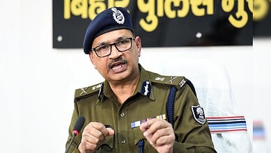 Bihar DGP speaking during a press conference about new grooming rules for police officers.