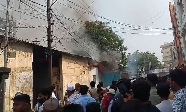 Residents watch as sofa unit catches fire in Kishanbagh