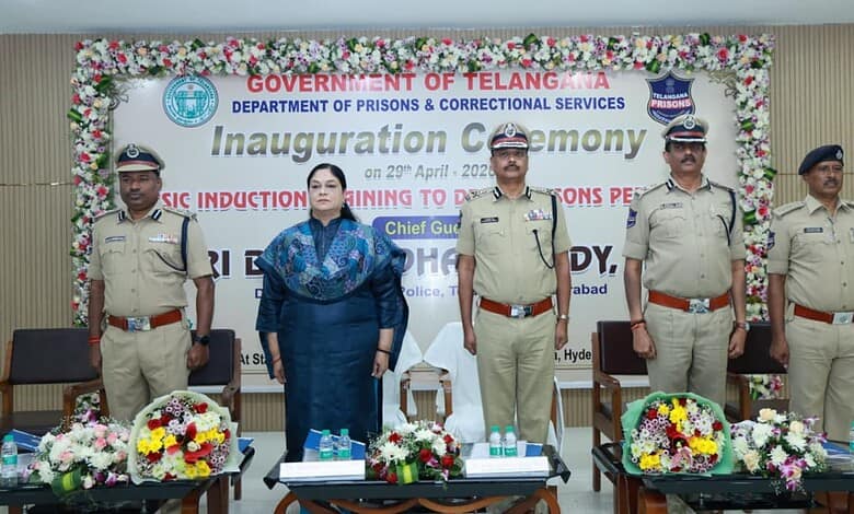 Telangan a Prisons Department DG Soumya Mishra and DGP Shivadhar Reddy participate in the inauguration ceremony