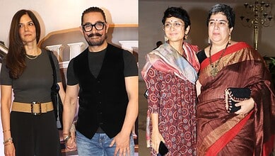 Aamir Khan and Gauri Spratt attending a social event together, smiling and dressed elegantly.