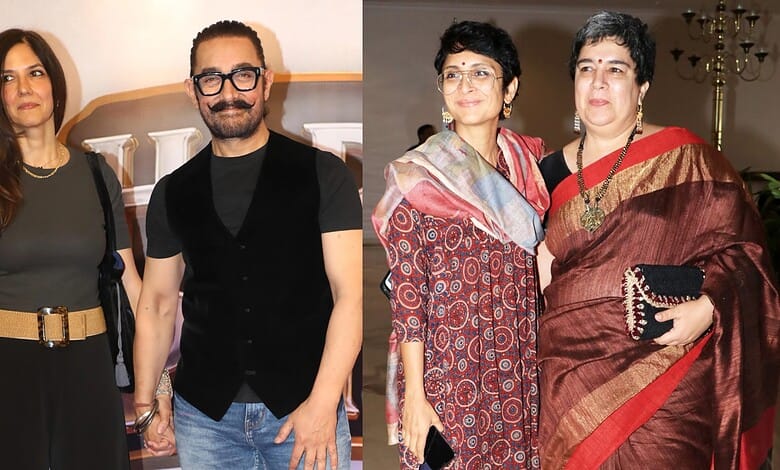 Aamir Khan and Gauri Spratt attending a social event together, smiling and dressed elegantly.