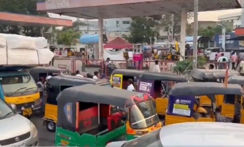 Auto drivers call a strike in LB Nagar over fuel shortage