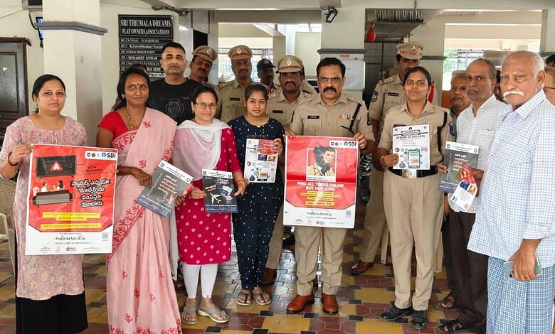 Police and community members participate in cyber safety awareness event.