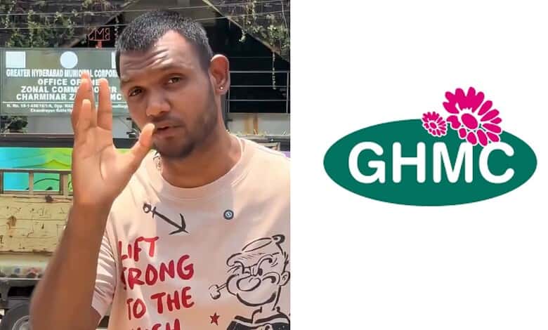 Man speaking with hand gesture outside GHMC office about death certificate delays, viral reel prompts gov.