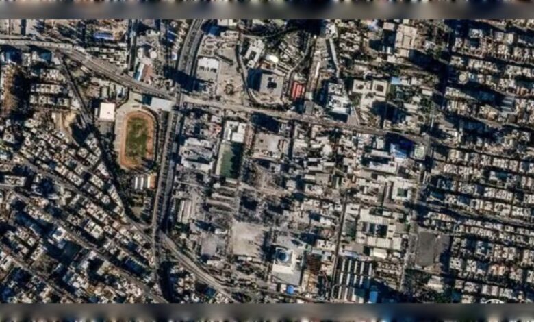 Satellite view of Iran’s FARAJA police headquarters in Tehran during US-Israeli conflict, March 2026.
