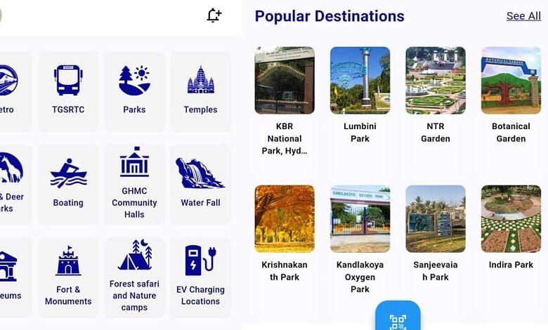 Metro tickets, bus pass, Telangana attractions app for seamless travel and entry.