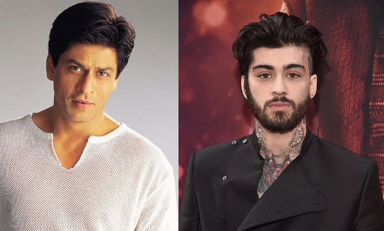 Shah Rukh Khan and Zayn Malik pose together at a public event, showcasing their style and charisma.