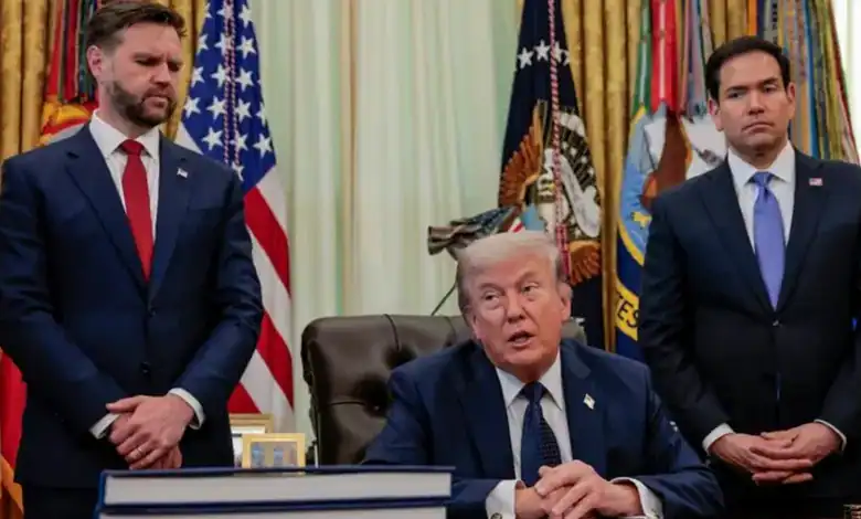 Donald Trump announces extension of Israel-Lebanon ceasefire during a meeting with officials.