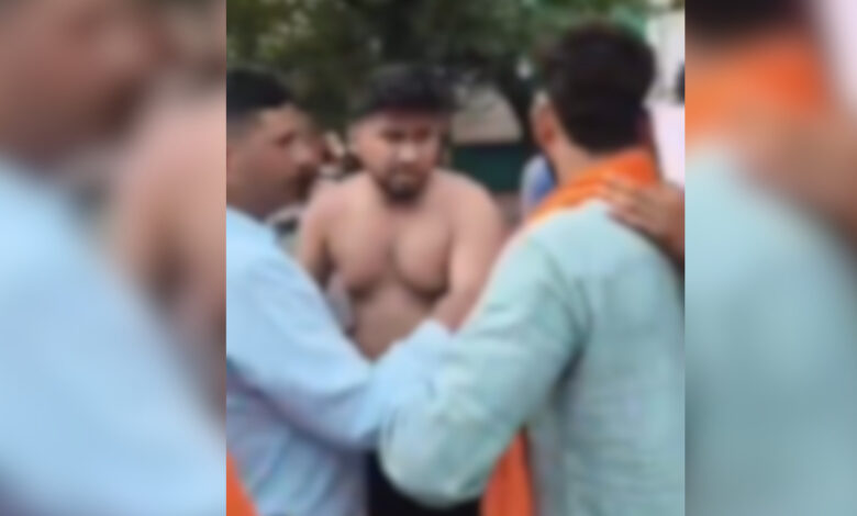 Bajrang Dal humiliate Muslim man for staying in hotel with Hindu woman