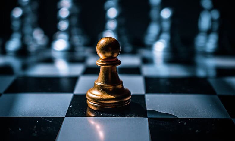 Chess pawn on a chessboard, symbolising the open blind chess tournament starting May 6 in Hyderabad.