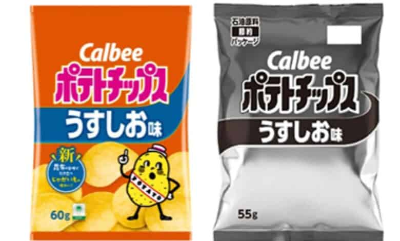 Japanese snack packaging with colourful design and cartoon character.