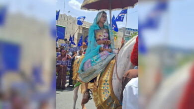 Dalit bride rides on the mare agian after strongmen forced her out during wedding procession