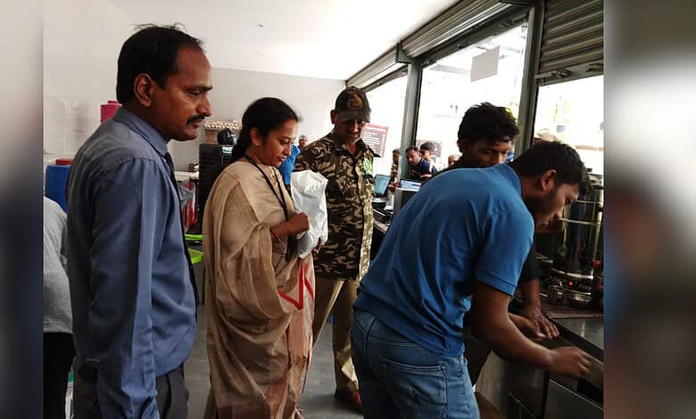 Food safety officials inspecting outlets near schools and parks in Hyderabad for violations.