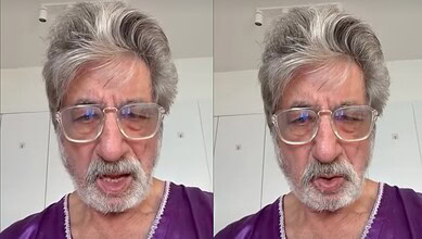 Close-up of Shakti Kapoor with grey hair and glasses, expressing concern or confusion.