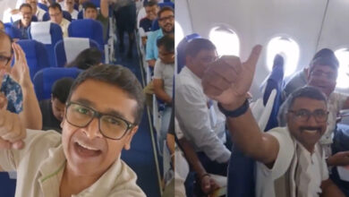 Passengers chant religious sliogans after BJP wins in West Bengal