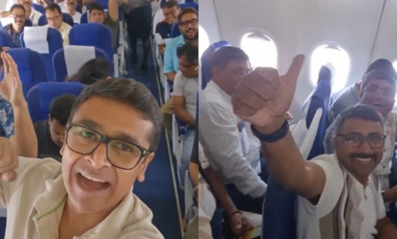 Passengers chant religious sliogans after BJP wins in West Bengal