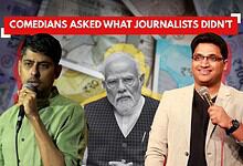 Comedians asking what journalists didn’t reveal during a press event with Indian political figures.