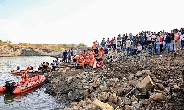 NDRF workers at the cruise mishap site in Jabalpur