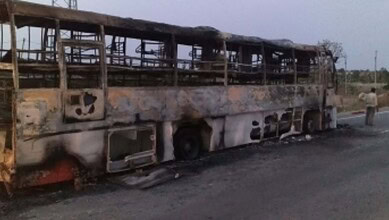 Bus catches fire in AP