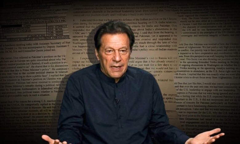 Pakistani politician Imran Khan speaking during a press conference or interview.
