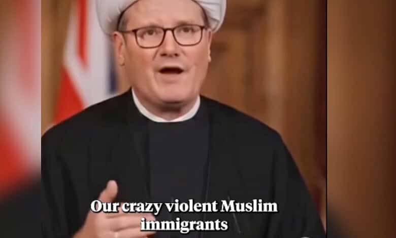 Pakistani Muslim man speaking passionately about immigration issues in the UK, with the caption "Our craz.