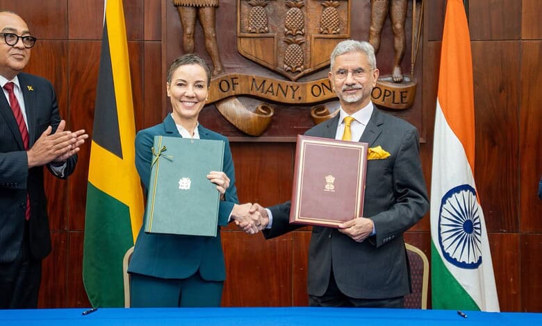 Official signing of trade and mobility agreement between India and Jamaica.