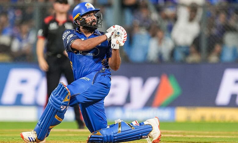 Rohit Sharma and Kyle Rickelton celebrate their half-centuries during Mumbai Indians' victory over LSG.