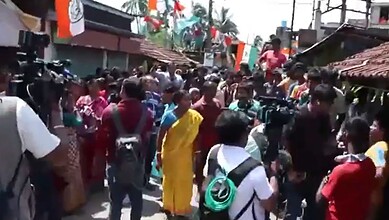 Villagers block road in Bengal, alleging threats from TMC workers after election results.