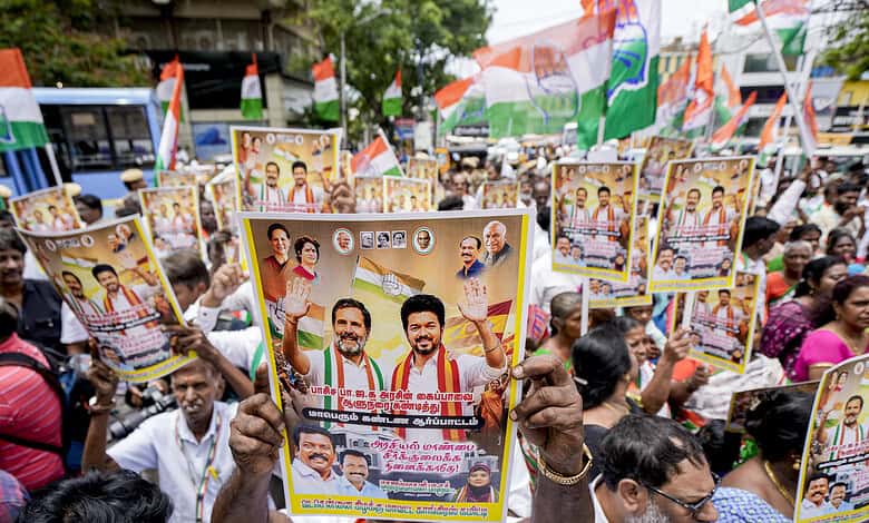 Congress protests over Vijay not being invited to form government