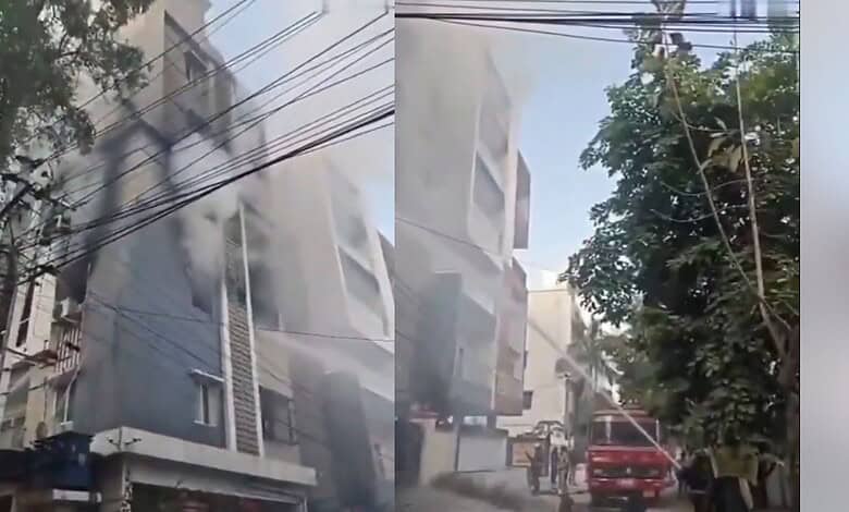 Geyser explosion causes fire in apartment building in Gajularamaram, no casualties reported.